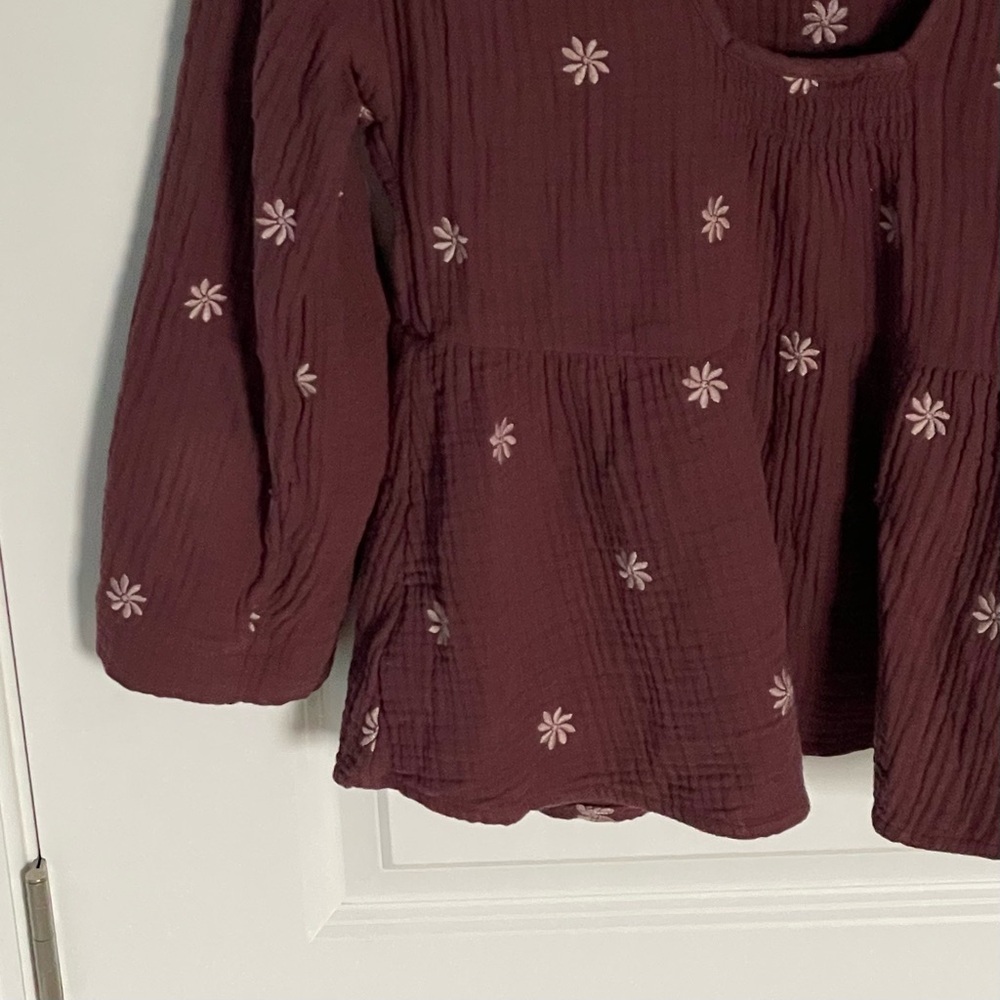 Madewell Embroidered Lightspun Peplum Open-Back Top Size Small 47875 - Picture 12 of 16